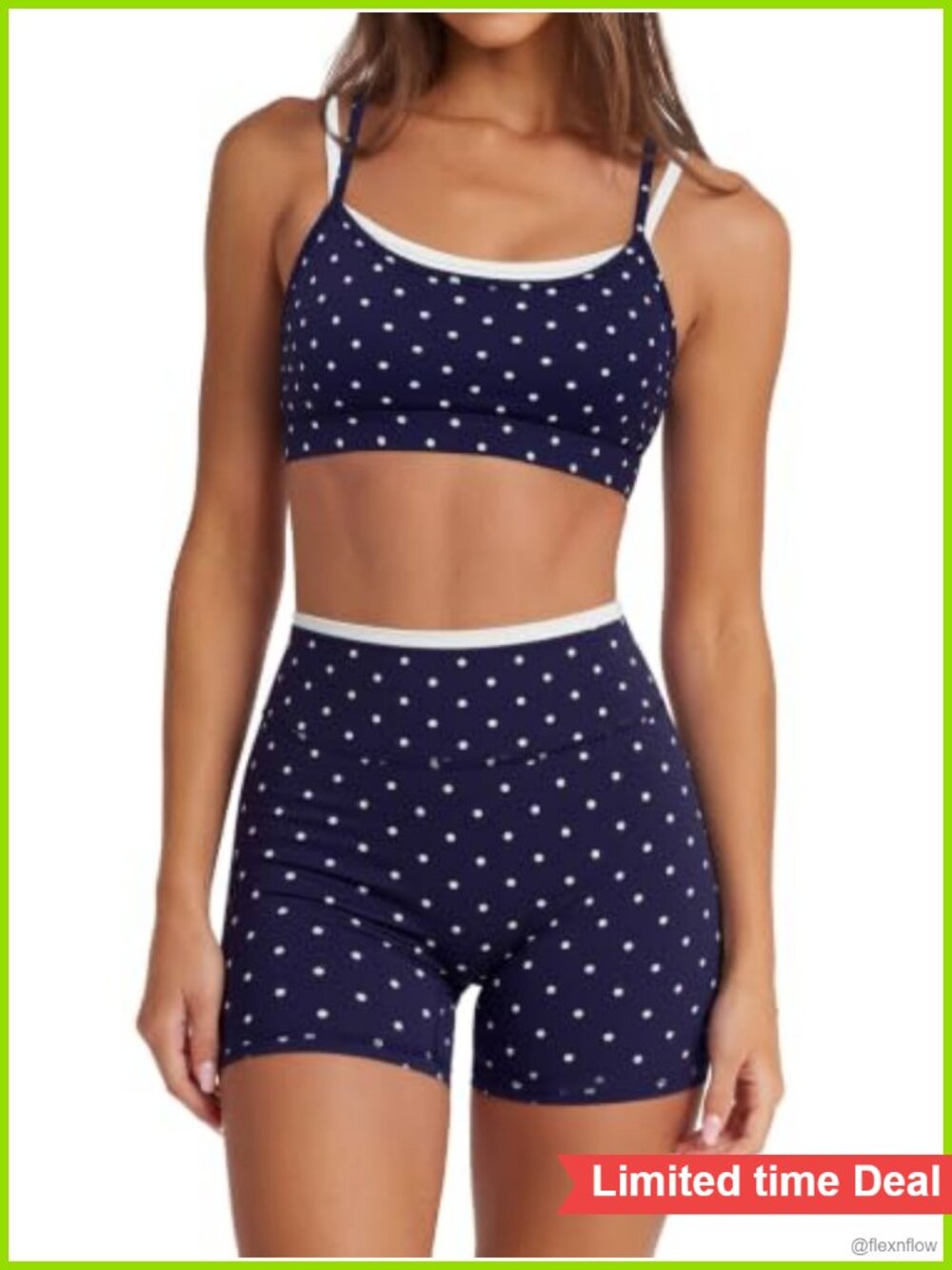 2 Piece Layered Tank Top & Biker Shorts Workout Set with Pockets
